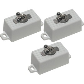 Seco-Larm SS-076Q/SW Enforcer SPST Toggle Switch, Rated 3A at 125VDC, Attractive Plastic Case with 2 Screw Holes and Pre-Wired 6"(15cm) Leads for Easy Surface Mounting, White, Pack of 3