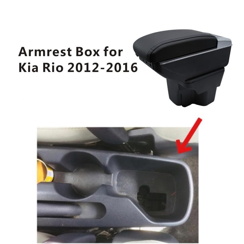 Tocsho Armrest Box for Kia Rio 2012-2016 Double Layer Front