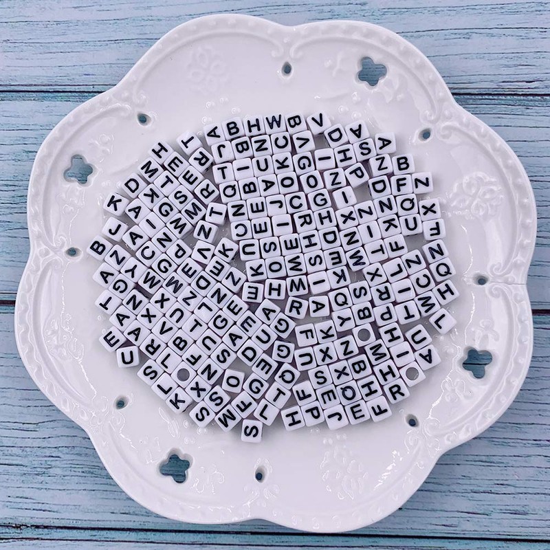 1000 Pcs Letter Beads Acrylic Cube Beads Alphabet Bead Number