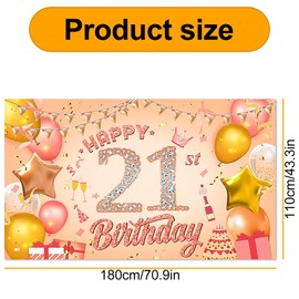 Thyonta Birthday Banner Polyester Birthday Wall Decoration Add Festival Atmosphere Photo Background Rose Gold Colors Durable Birthday Banner for Party Backdrops (21)