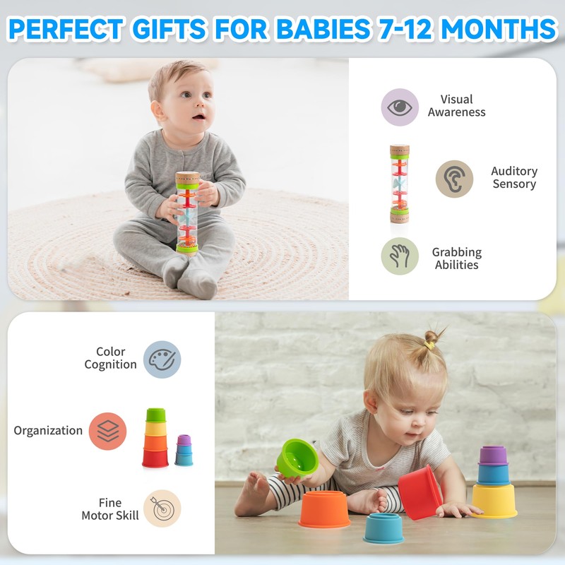 WOODMAM Montessori Toys for Babies 6-12 Months, 9 in 1