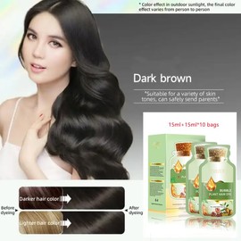 HUANG YI Natural Plant Hair Dye, New Botanical Bubble Hair Dye 30ml 10Packs/Box, Pure Plant Extract for Grey Hair Color Bubble Dye, New Botanical Bubble Hair Shampoo(Dark Brown)