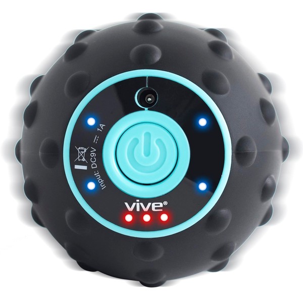 Vive Vibrating Massage Ball 4-Speed High Intensity for Muscle and Fitness - Hypersphere Deep Tissue, Trigger Point and Myofascial Release - Portable Back, Shoulder, Foot Electric Ball Therapy Relief