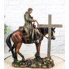 Western Cowboy in Solemn Prayer On Horse By Faded Cross