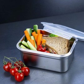 Lurch 240892 Lunch Box Safety/Storage Box Made of High-Quality Stainless Steel with BPA-Free Plastic Lid 1000 ml