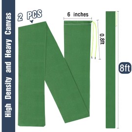 Threan Long Canvas Sandbags Flood Protection Thickened Reusable Sand Bags Rain Wind Flood Barrier with Elastic Band Water Barrier Tube for Door Rain Water Control, Green(8ft)