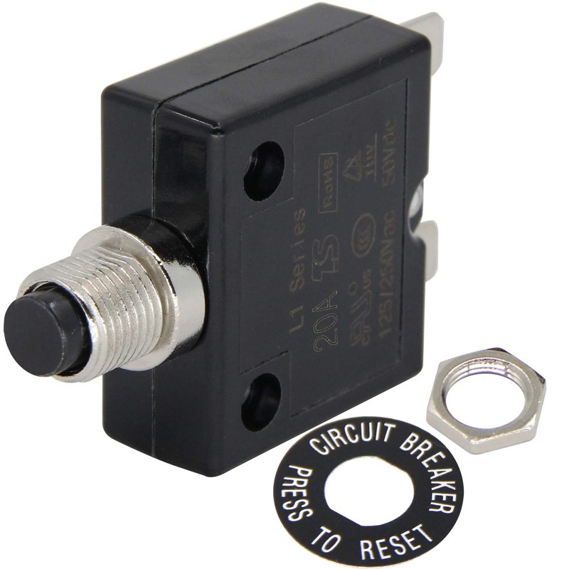 RKURCK 125-250V AC 50V DC Push Button Circuit Breaker 20Amp
