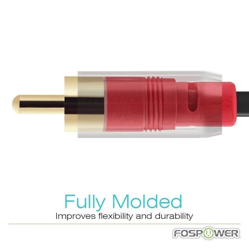 FosPower (1.8m) 3.5mm Stereo Mini Plug to 2RCA (Red /