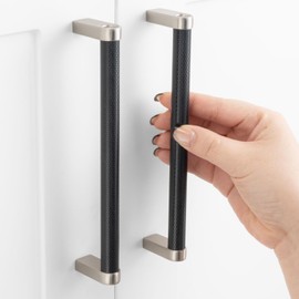 ASKANO Black and Nickel Cabinet Pulls, 6-1/4 Inch Hole Centers, Knurled Bar Kitchen Cabinet Handles AP1311 | Pack of 10, Solid Hardware for Kitchen Door Drawer Dresser Bathroom Vanity Cupboard, 6.3"