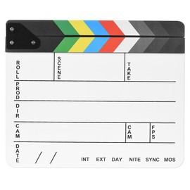 Professional Studio Camera Photography Video Acrylic Clapboard Dry Erase Director Film Movie Clapper Board Slate with Color Sticks(9.6x11.7 /25x30cm), White