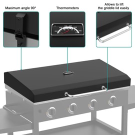 Upgraded Griddle Hinged Lid for 36" Blackstone 1554 1863 1825 1818 1565 1560 2149 1841 1866 2122 2151 2177, Hard Cover with Thermometer and Cover for Blackstone 36 Inch Griddle Accessories