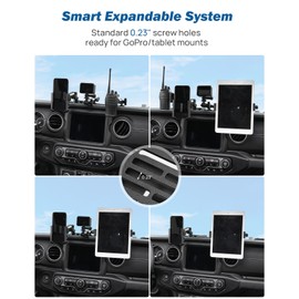 JOYTUTUS Metal Dash Platform Mount Phone Holder Compatible with 2018-2023 Wrangler JL 4x4 & 4xe 2020-2023 Gladiator JT| Custom Fit Phone Mount Expansion Platform| One-Hand Adjustable Clip