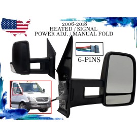 Texas-E-Parts Fits 2006-2018 Sprinter Right Rear View Mirror Long Arm Power Heated Signal