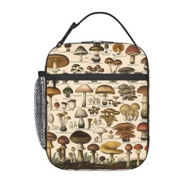 Plistiz Botanical Mushroom Lunch Box for Women Men, Insulated Lunch Box, Reusable Lunch Bag for Office, Work, Picnic, Travel