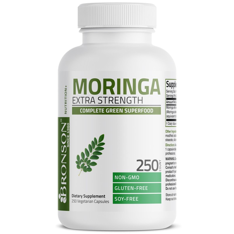 Bronson Moringa Extra Strength Capsules Moringa Oleifera Powder, 250 Count