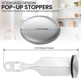 (2-Pack) Bathroom Sink Pop-Up Stoppers - with Brushed Nickel Finish - Fits Most Pop-Up stoppers Design 1-3/8” Cap Outer Diameter, 4-1/2 Overall Height - with 2 Mounting Holes and Gasket Seal