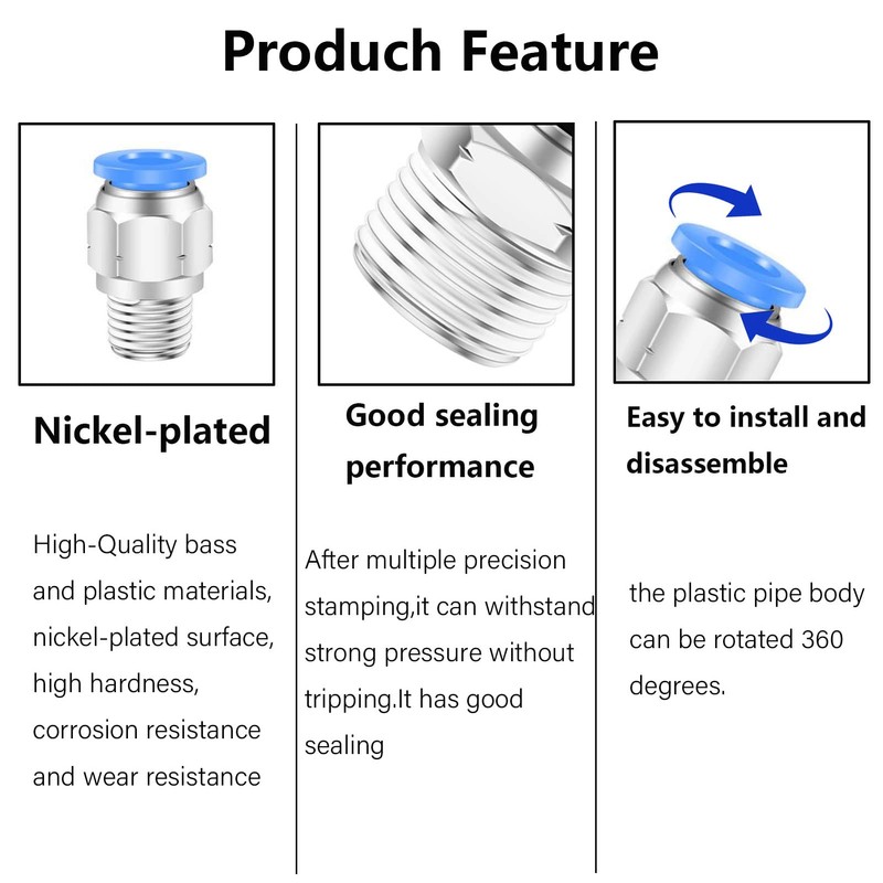 6mm to 1/2 Inch NPT Male Thread Push to Connect