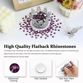 Briskbloom 4500PCS SS6 2mm Resin Flatback Rhinestone, Grape Purple Flatback Rhinestones for Nails, Tumblers, Mugs, Bottles, Craft Decoration, Loose Bling Glitter Diamond Stone
