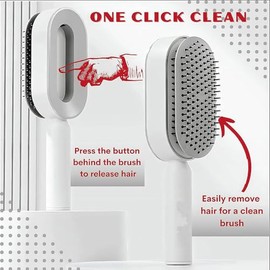 Cepillo desenredante para cabello para mujeres - Cepillo 3D con tecnología de limpieza con un solo clic, mango antideslizante, perfecto para cabello h