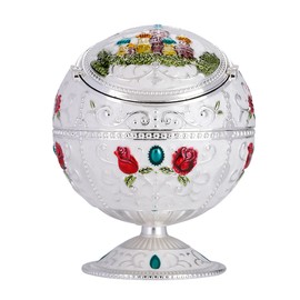 Portable Mini Ashtray Metal Round Ball Stamped Pattern Gift Decoration (#02)
