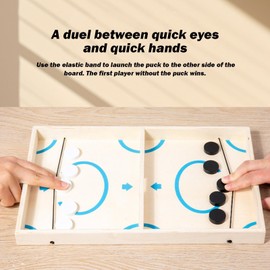 Wooden Hockey Game,Wooden Winner Puck Hockey Game Toy - Fast-Paced Family Game Night Game for Kids, Children, Girls, Boys, Family