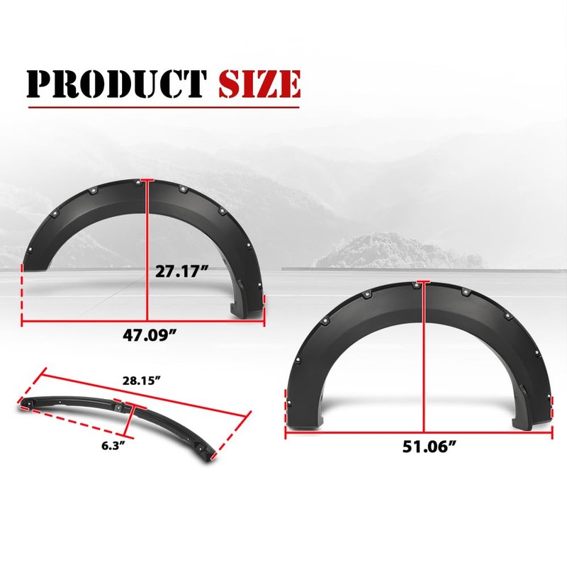 Fender Flares Fit Ford F150 2015-2017(67.1" 78.9" 97.6" Bed)