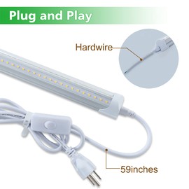 HOLDWILL 6 Pack T8 Led 5FT 48W Integrated V Shaped Tube Light,Linkable White Daylight 6000k Garage Lights, Indoor Shop Lights for Workshop with On/Off Switch Cable Clear Cover