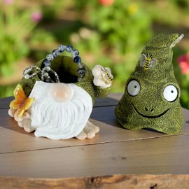 Memeyou Key Hider Outdoor Garden Gnomes Statue Hide A Key Outside Gnome Figurine Decor For Yard Lawn Hidden Spare Key Holder Lock Box Green