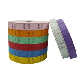 DNB 16000 Pcs Raffle Tickets - 8 Color Set of 2000 Pcs 2 x 1 Inch Single Roll Consecutively Numbered Blank Tickets - Pink/Red/White/Green/Blue/Yellow/Orange/Purple