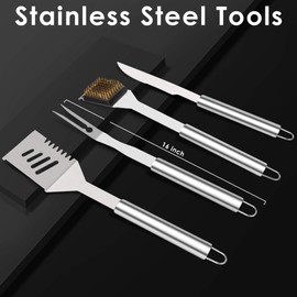 NEXGADGET BBQ Grill Tools Set, 32PCS Extra Thick Stainless Steel Grill Accessories with Long Handles, Carry Case, Grill Utensils Gift for Men Women Camping Backyard Barbecue