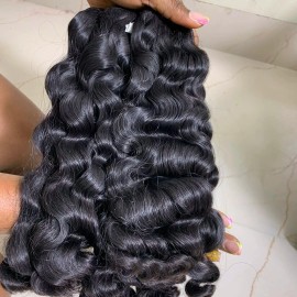 US Stock Burmese Curly Raw Hair Unprocessed Indian Curly Wavy Bundle Hair Vendors, Vietnamese Cuticle Aligned Raw Human Hairstyle: Deep wave 1 bundle, color: natural black, Stretched Length: 24 Inches