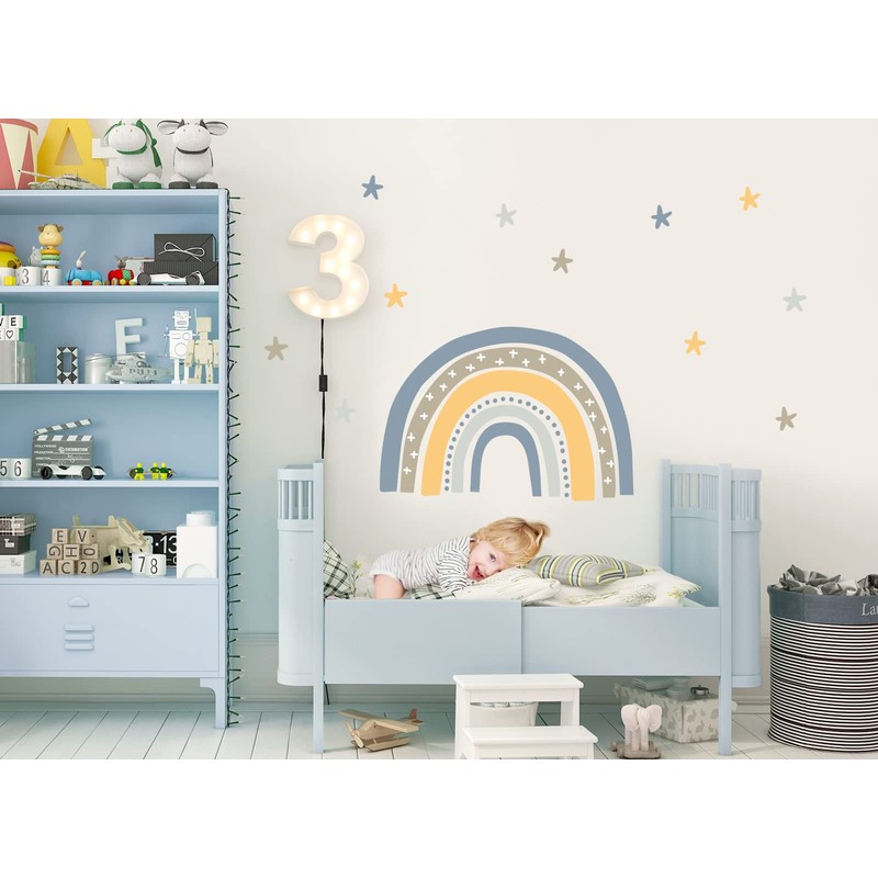 Little Deco DL926-1 Wall Sticker Rainbow Blue Stars Baby Room