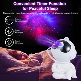 Astronaut Star Galaxy Projector Starry Nebula Projection Light Bedroom Decoration Night Light Rotatable Head Ceiling LED Lamp with Remote Control 45/90min Timer Adjustable Brightness Speed