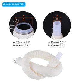 PATIKIL 2ft Drain Hose, 2 Pack Flexible Air Conditioner Water Pipe PVC Insulated Universal Tube for AC HVAC Indoor Internal Unit