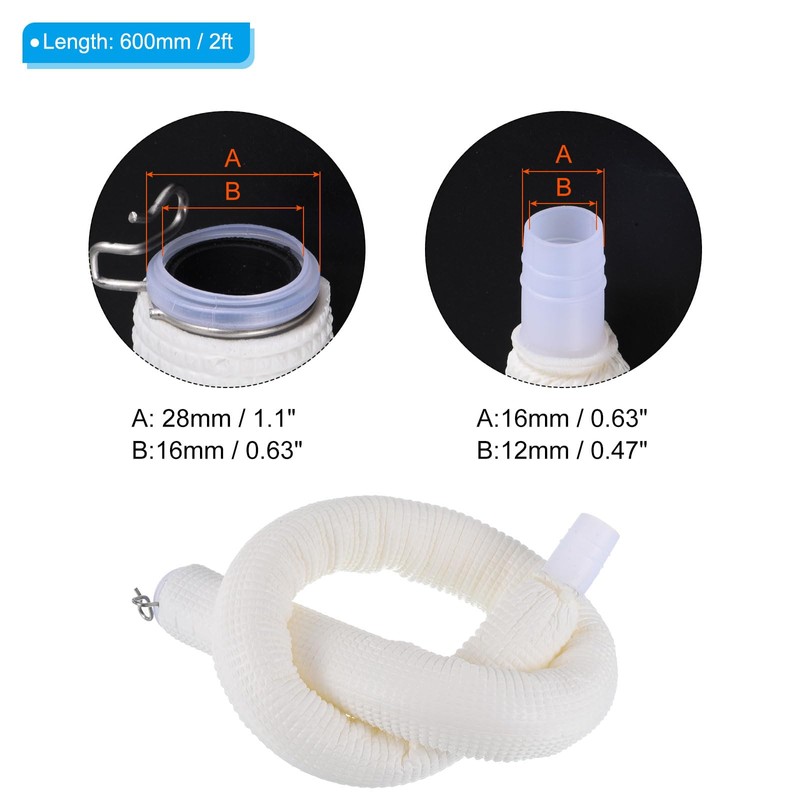 PATIKIL 2ft Drain Hose, 2 Pack Flexible Air Conditioner Water