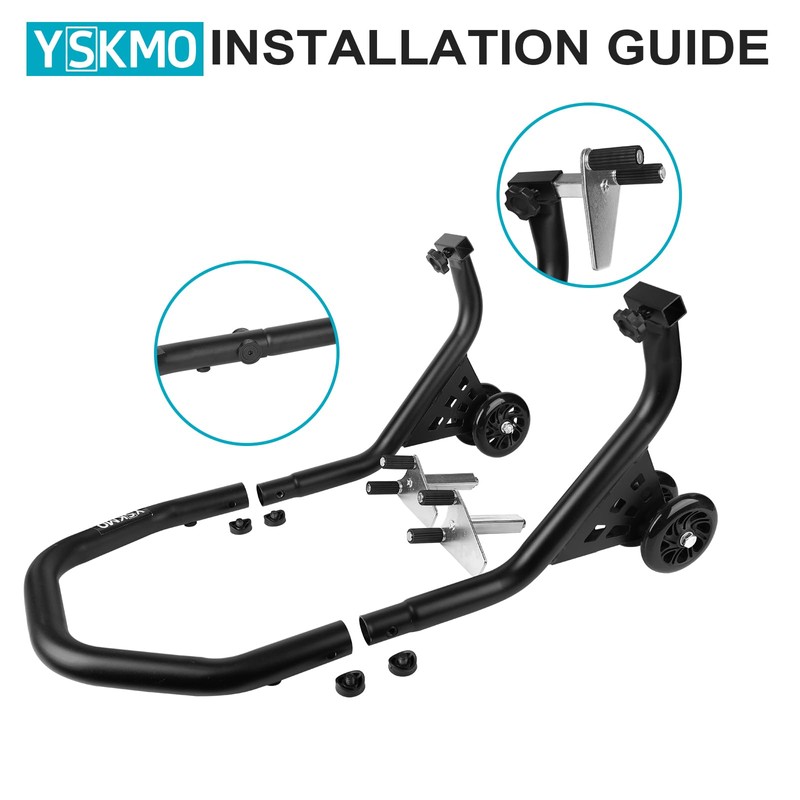 YSKMO Motorcycle Front Wheel Lift Stand, Black,500lbs Capacity,1.5“ Tube