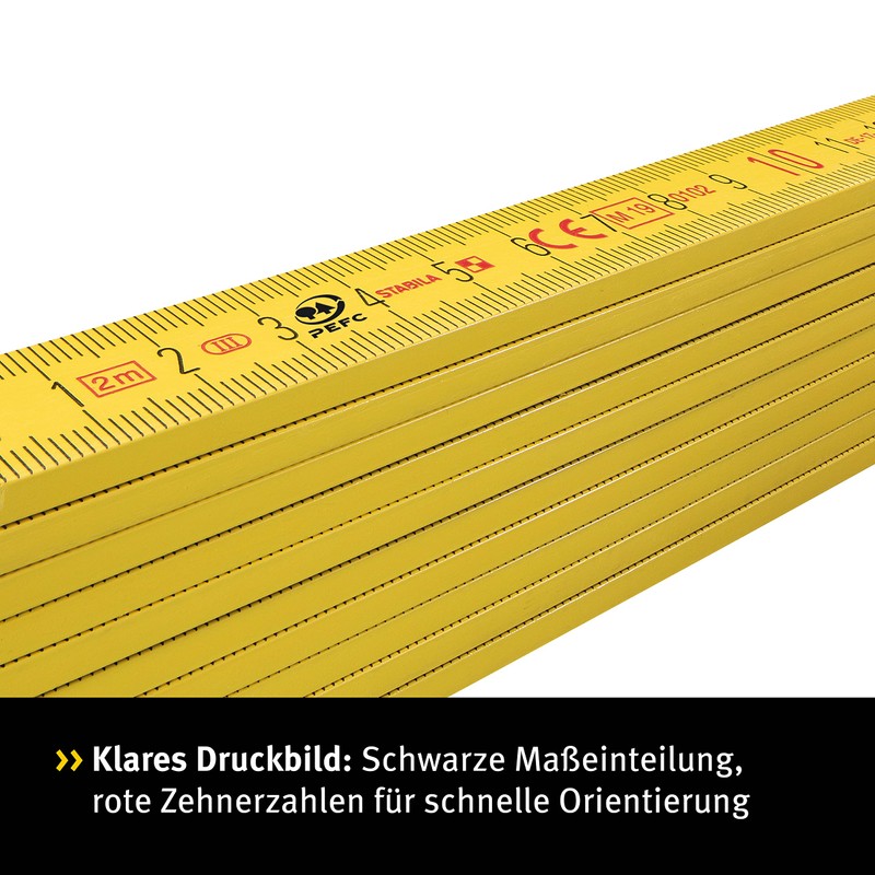 Stabila Series 400 Wooden Folding Ruler, Straight Edge for Marking,