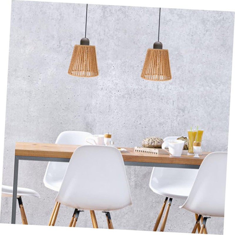 Cabilock Rattan Woven Pendant Lampshade Rustic Sconce Cover Style Small