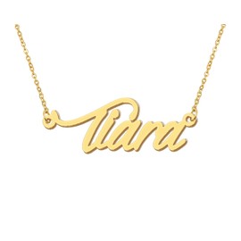 18k Gold Plated Tiara Name Necklace Initial Pendant Charm Stainless Steel Jewelry for Womens Moms