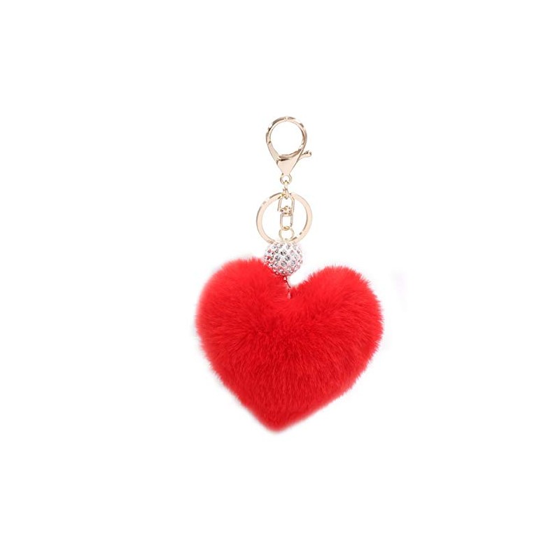 Sqzrpomddy Heart Keychain Keychain Cute Fluffy Key Ring Bag Hanging
