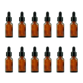12 PCS 20ml Amber Glass Bottles with Eyed Dropper Black Caps Cream Lotion Essential Oil Dispenser Container Storage for Travel Business Trip Camping
