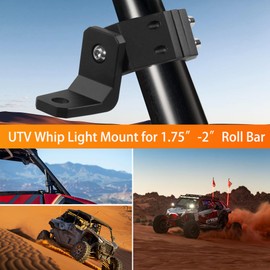 Whip Light Mount for ATV UTV - M12 Flag Mounting Bracket 360° Adjustable Aluminum Roll Bar Light Mount for 1.75"-2" Roll Cages, UTV Whip Mount for Polaris RZR, Can-Am, Off-Road Vehicles, Pack of 2