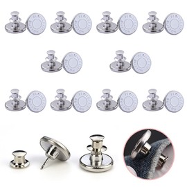 10 Pcs Replacement Jean Buttons, Button Pins for Jeans, 17mm Adjustable and Detachable Metal Jeans Button, Jeans Stud Buttons, for Jackets, Clothes, Denim Skirt, DIY Crafts, Clothing Repairing