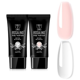 ROSALIND Soft Pink&Clear Poly Extension Gel for Nails, 2 PCS 30ml ClearPoly Nail Gel Light Pink Poly Builder for Nail Gel Acrylic Extension, Poly Nail Colors in Tube for Gel Nail Extension
