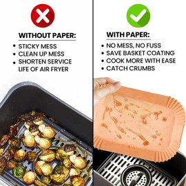 Air Fryer Disposable Paper Liner 125Pcs Parchment Paper Liners Non-stick Unbleached Water & Oil Proof Airfryer liners for Microwave Oven baking & cooking (8.5×5.5)