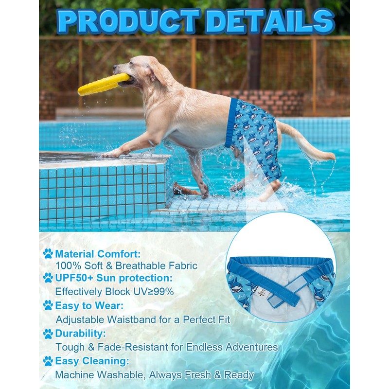 CuteBone Dog Swim Trunks Swimsuit Durable & Comfortable - Quick-Dry,
