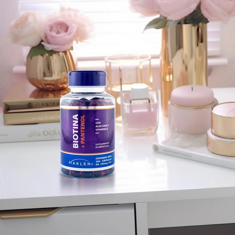 Biotina Pantenol, Vitamina E 200 Softgels Maklen Sabor Sin sabor