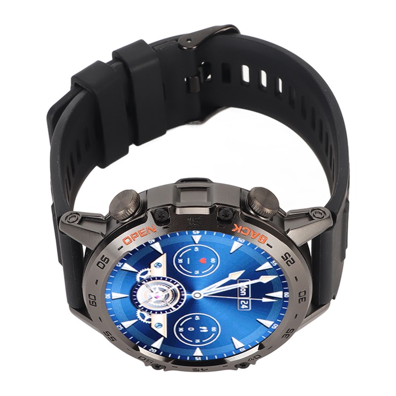 Black Outdoor Smartwatch with Speaker Waterproof Dustproof LCD Bluetooth Intelligent
