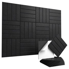Vieshful Self Adhesive Acoustic Panels – 12"x12"x0.4" High-Density Soundproof Wall Panels, Felt Acoustic Wall Panel for Echo & Noise Reduction, Home Office Sound Proofing Decor Black 10 Pack