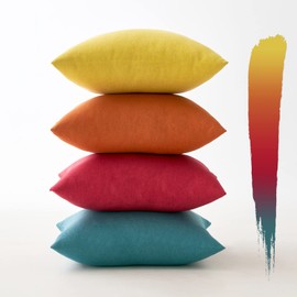 MIULEE Outdoor Cushion Covers Waterproof Faux Linen Throw Pillow Cover Square Decorative Pillowcase for Garden Sofa Livingroom Chair Bedroom Tent Park Patio 20x20 Inch Pack of 4 Red Blue